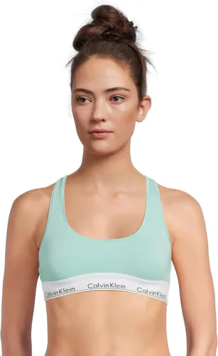 Vista 8 de Calvin Klein Bralette moderno de algodón elástico V-Day sin forro Gris Caliente