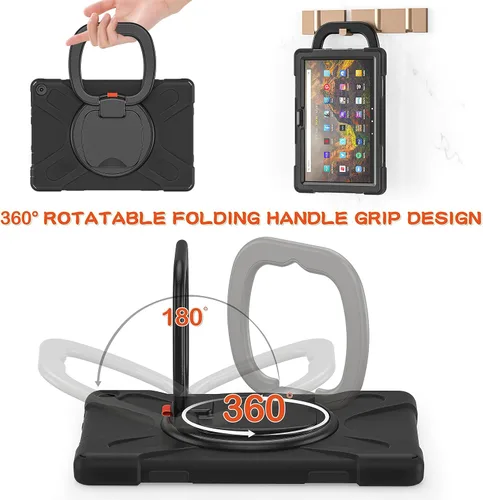 Vista 3 de Funda portátil de rotación de 360° para tablet Fire HD 10 y 10 Plus