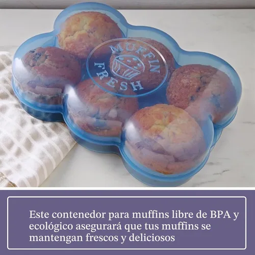 Vista 7 de Muffin Fresh - Contenedor de almacenamiento con tapa, 1 unidad, capacidad para 6