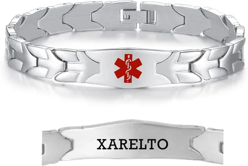 Vista 51 de LinnaLove Pulseras de alerta médica de pez volador para hombres y mujeres, pulseras médicas de acero inoxidable con grabado gratis, 8.5 pulgadas