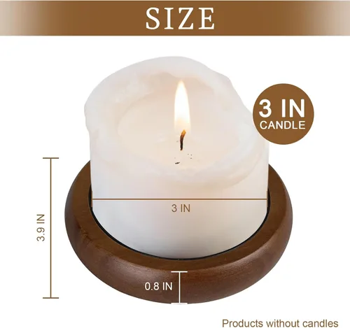 Vista 2 de Juego de 2 portavelas para velas de pilar, plato de vela de madera de granja, soporte de vela de madera rústica, bandeja de velas decorativa