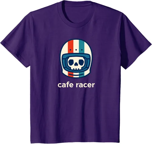 Vista 18 de Cafe Racer Moda Simple Casco Diseño Motocicleta Camiseta Negro
