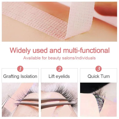 Vista 4 de EBANKU 5 rollos de cinta de extensiones de pestañas, cinta de ojos para extensiones de pestañas, cinta de tela de microporos transpirable