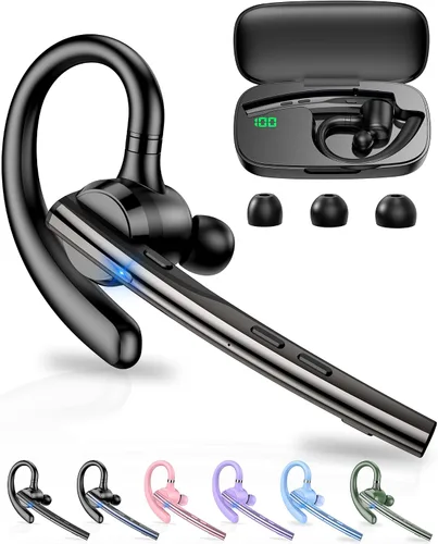 Vista 12 de Auriculares Bluetooth, 72H trabajo auricular inalámbrico de un solo oído Verde militar sólido