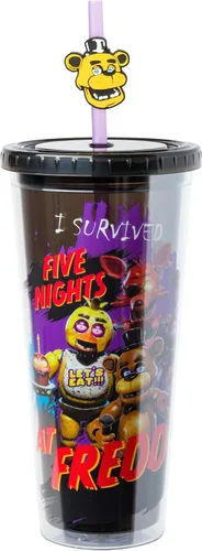 Vista 33 de Silver Buffalo Disney Una Loca Aventura de Goofy con Goofy, Max Goof, Roxanne y Bobby Zimuruski - Vaso de plástico para bebidas frías con tapa