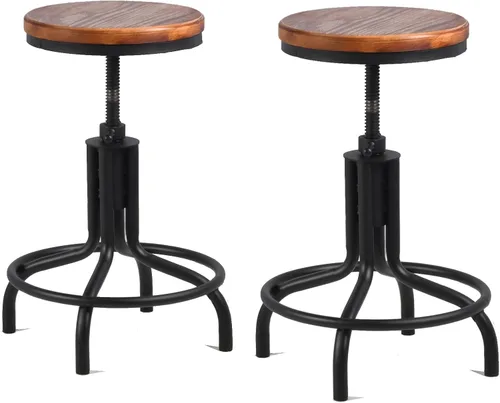 Vista 3 de Topower Diseño industrial antiguo de metal de altura ajustable para cocina, comedor, desayuno, taburete de bar de estilo industrial totalmente