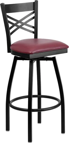 Vista 20 de Flash Furniture HERCULES Series Black ''X'' Taburete giratorio de metal – asiento de vinilo negro