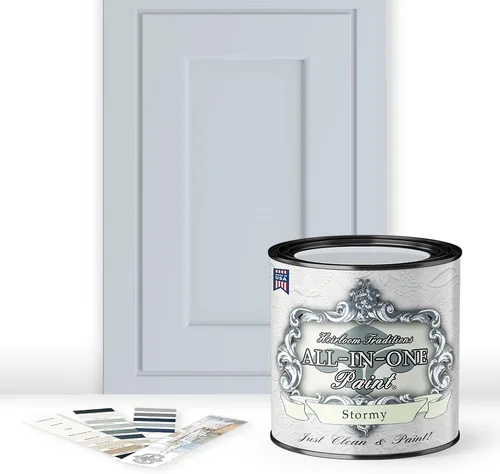 Vista 100 de Pintura TODO EN UNO, Abbey (gris cálido), Muestra de 8oz - Pintura duradera para gabinetes y muebles. Imprimación y capa superior incorporadas,