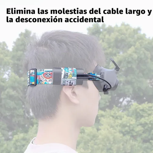 Vista 2 de Correa de cabeza ajustable y cable de alimentación 30CM para DJI Avata Goggles 2