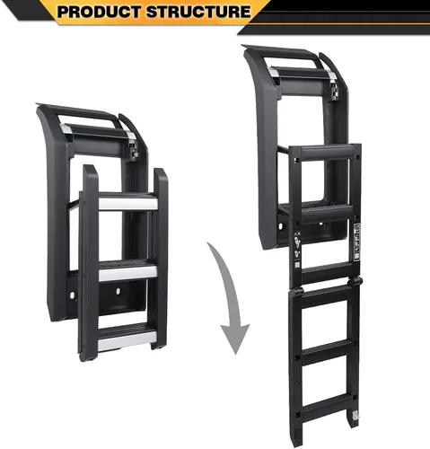 Vista 6 de CNNELL Escalera de acceso lateral para portaequipajes compatible con Land Rover Defender 90/110 2020-2023 L663