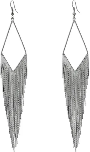 Vista 6 de GUESS Pendientes de gota lineales con flecos básicos Dorado