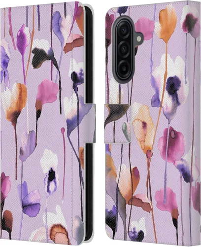 Vista 258 de Head Case Designs Officially Licensed Ninola Abstract Poppies Lilac Floral Leather Wallet Case Compatible with Samsung Galaxy A07 4G