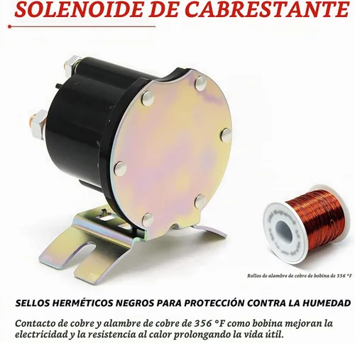 Vista 4 de Interruptor de relé solenoide de arranque de 12 V, contactor de trabajo intermitente, 3 terminales, corriente de 150 A, máximo 800 A, con tuercas