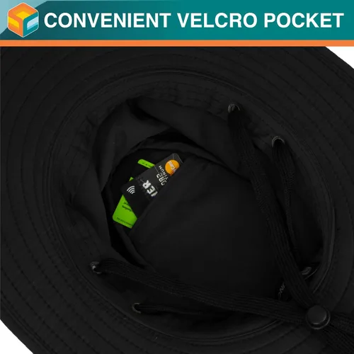 Vista 6 de SUN CUBE Sombrero de ala ancha para hombres y mujeres, protección solar UV, sombrero de safari para senderismo
