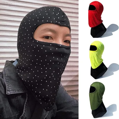 Vista 6 de Pasamontañas Shiesty - Máscara de esquí para mujer, con lentejuelas brillantes, máscara facial de enfriamiento para el cuello, para motocicleta