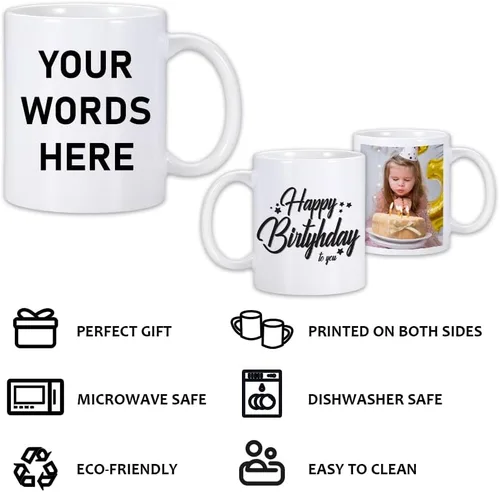 Vista 2 de Taza personalizada, tazas de café personalizadas con imagen, texto, nombre, taza personalizada, regalos para novio, novia, familia, tazas de café