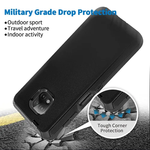 Vista 6 de Funda para Moto G Power 2021, Motorola G Power 2021, resistente a prueba de golpes, protección a prueba de polvo, 3 en 1, funda protectora Negro