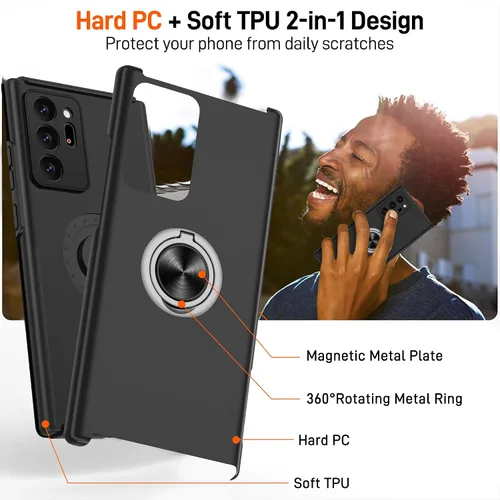 Vista 176 de Gritup - Funda para Galaxy A05S con protector de pantalla HD×2, funda protectora para teléfono a prueba de golpes con soporte magnético de anillo