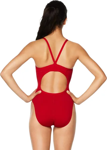 Vista 2 de Speedo - Traje de baño de una pieza para mujer, tela Endurance+, ideal para equipos, espalda cruzada, colores contrastantes, para adultos