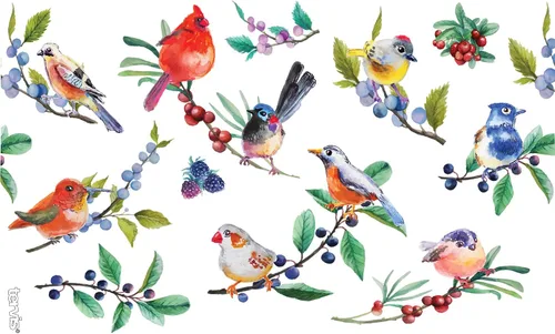 Vista 2 de Taza aislada Tervis Watercolor Songbirds de doble pared hecha en Estados Unidos mantiene las bebidas frías y calientes, 16 onzas, transparente