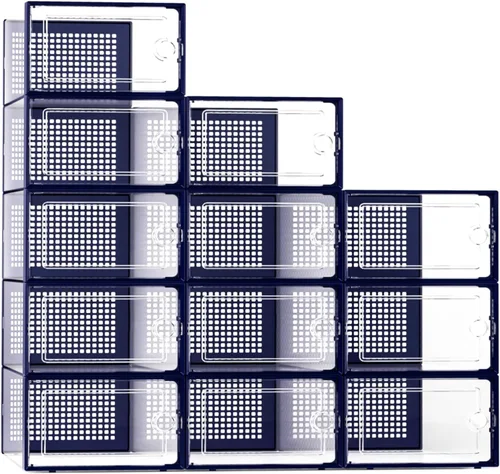 Vista 11 de Kuject Cajas de almacenamiento de zapatos grandes, 12 unidades, organizador Negro