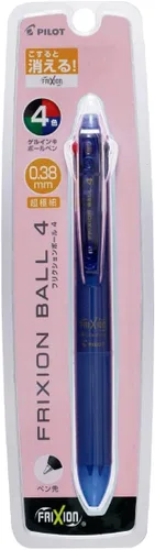 Vista 2 de Pilot Bolígrafo Frixion Ball 4, 0.015 in ultra fino, 4 colores (negro, rojo, azul y verde), cuerpo azul y negro (PLKFB80UF-BB)