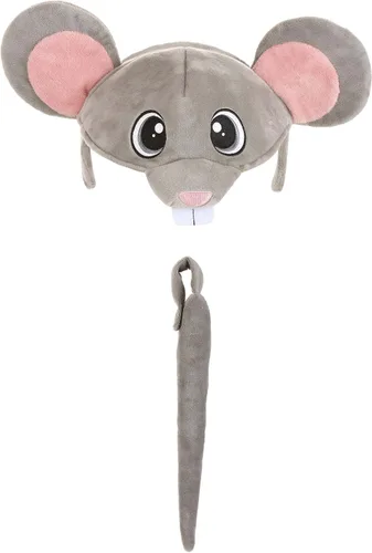 Vista 4 de Kit de accesorios de disfraz de felpa de ratón para adultos y niños, Gris