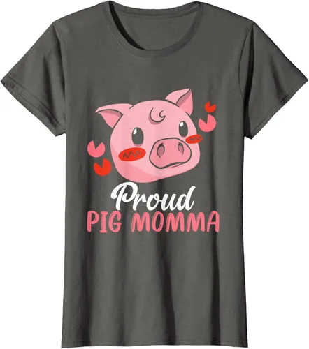 Vista 6 de Mini Pig Momma - Camiseta para mujer con diseño de cerdo en miniatura para mujer, Negro