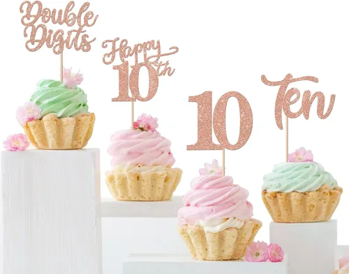 Vista 57 de Rsstarxi Paquete de 24 adornos con purpurina para cupcakes de 30 cumpleaños, treinta y 30 fabulosas selecciones de cupcakes, decoraciones para feliz