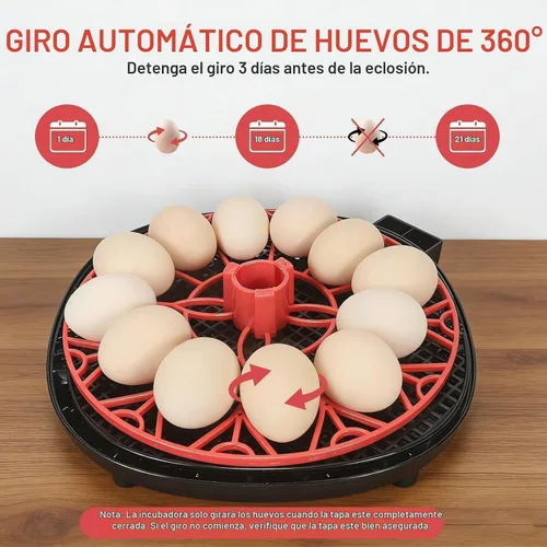 Vista 3 de Gen II - Incubadora automática de 12 huevos, humedad de dos etapas con recarga automática y control de temperatura estable, giro automático