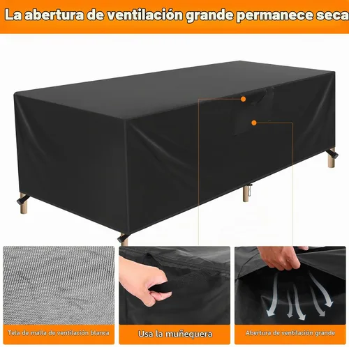Vista 7 de Fundas impermeables para muebles de patio, 110 pulgadas de largo x 84 pulgadas de ancho x 28 pulgadas de alto, fundas resistentes para muebles