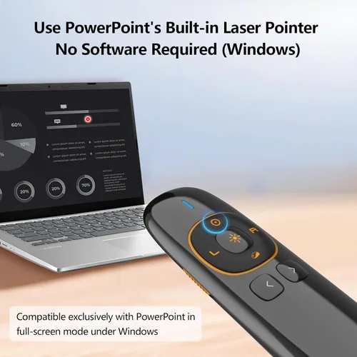 Vista 5 de Norwii N86s - Clicker ergonómico de presentación inalámbrico para pantalla LED LCD TV con puntero digital, Air Mouse Presentation Clicker