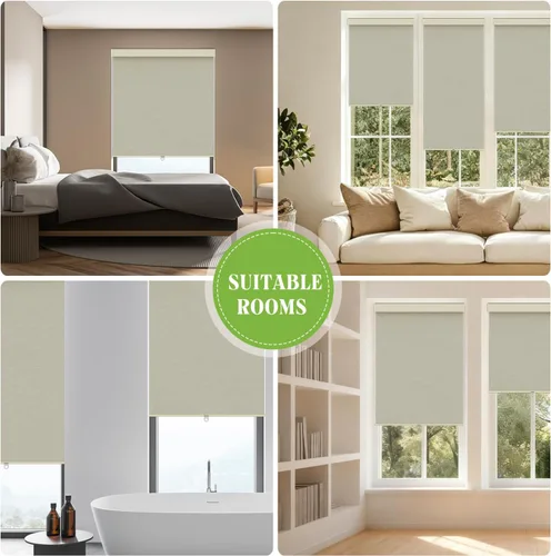 Vista 6 de Persianas Enrollables Opacas para Ventanas, Persianas Enrollables sin Cordón de Parada Libre con Cenefa, Persianas de Ventana de Tela