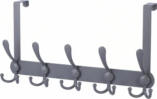 Vista 9 de Ganchos para colgar sobre la puerta, perchero para colgar ropa, sombrero, toalla (resistente negro, 1 unidad)