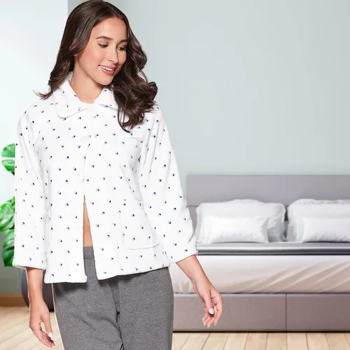Vista 5 de CASUAL MOMENTS Chaqueta de cama para mujer con cuello Peter Pan