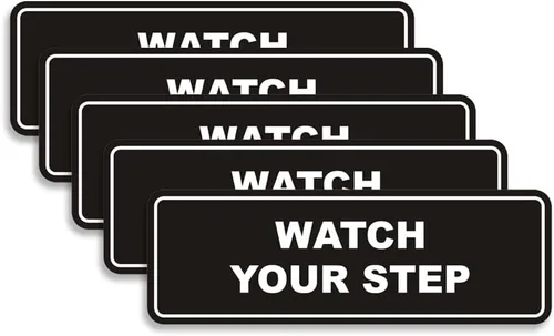 Vista 61 de Signs ByLITA Letrero estándar para pared o puerta con texto en inglés «Watch Your Step», señalización de salud y seguridad (negro), mediano