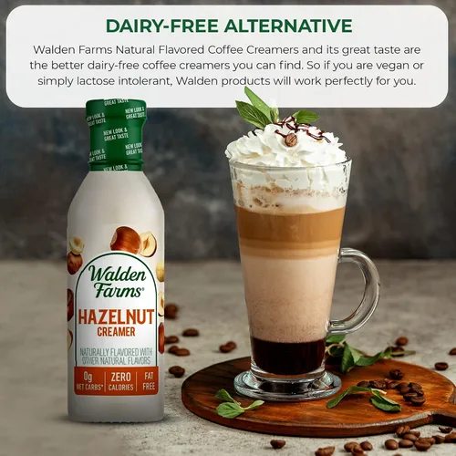 Vista 5 de Walden Farms Crema para Café de Avellana – Cero Calorías, Sin Grasa, Sin Azúcar, Baja en Carbohidratos, Apta para Keto, Sin Lácteos, Vegana