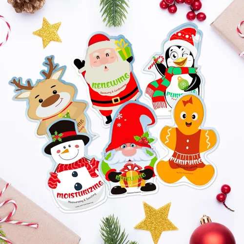 Vista 6 de Timgle 12 Piezas Rellenos de Calcetines de Navidad Máscaras Faciales a Granel para el Cuidado de la Piel Mascarillas Faciales en Hoja Regalos