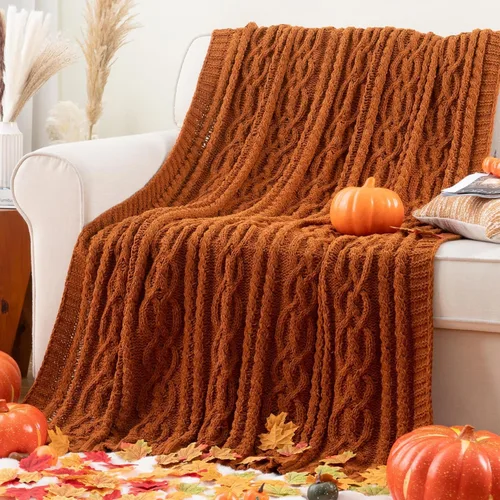 Vista 18 de Battilo Manta Negra para Sofá, Manta de Punto Cable para Cama, Silla, Decoración del Hogar, Manta de Chenilla Tejida Suave y Acogedora, Manta Negro