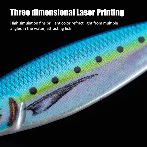 Vista 2 de Goture Fishing Jigs, Lead Vertical Jig Saltwater,3D Colors Jigging Lures,Jig Fishing Lures with Assist Hook and Treble Hook,Fishing Jigging Spoon