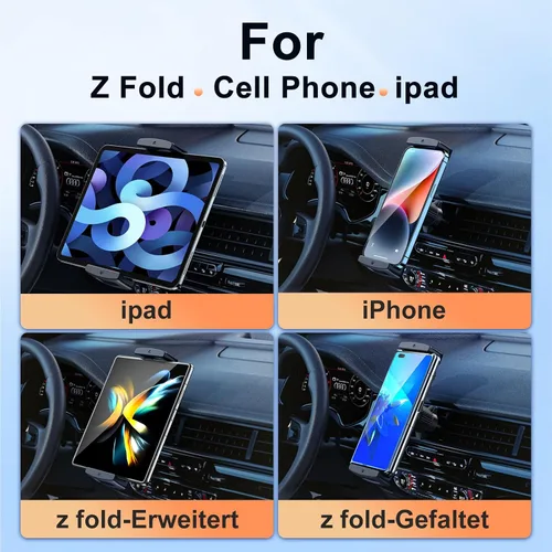 Vista 2 de Soporte de teléfono de coche para Samsung Galaxy Z Fold 7 6 5 4 3 accesorios – Soporte de tableta para ventilación de aire de coche manos libres
