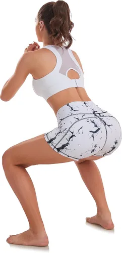 Vista 6 de SEEMLY Pantalones cortos de yoga de cintura alta para mujer, control de abdomen, fitness, atletismo, entrenamiento, correr, pantalones cortos