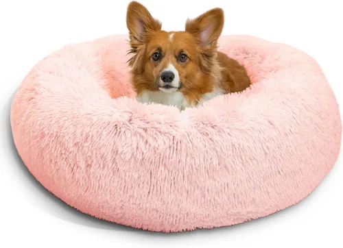 Vista 72 de Best Friends by Sheri - The Original Calming Donut - Cama calmante en forma de dona para perros y gatos - Pelo largo, azul bebé, M, 30 x 30 pulgadas