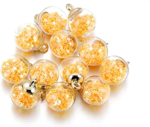Vista 23 de 10 unids/lote de 0.630 in transparente bola de cristal encantos estrella lentejuelas colgantes para DIY pendientes collar joyería fabricación
