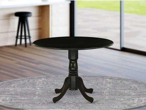 Vista 22 de HomeStock Mesa de comedor redonda de madera, mesa de cocina resistente para espacios pequeños, color negro y cereza/36 pulgadas sin gotas