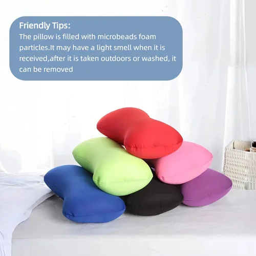 Vista 7 de Paquete de 2 almohadas de cuello de microcuentas, almohada para reposacabezas de hueso y cojín de apoyo cervical, almohada de tubo universal cómoda