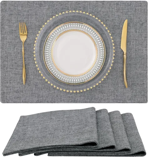 Vista 29 de homing - Juego de 4 manteles individuales de algodón y lino, manteles de tela lavables para mesa de comedor de estilo rústico para interiores y Negro