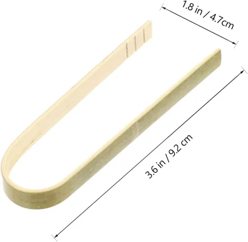 Vista 2 de DOITOOL Pinzas para pan de cocina, pinzas de bambú para alimentos, función anti-escaldaduras, para utensilios de cocina, 10 uds
