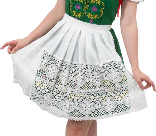 Vista 4 de Delantal corto alemán de encaje blanco para Dirndl