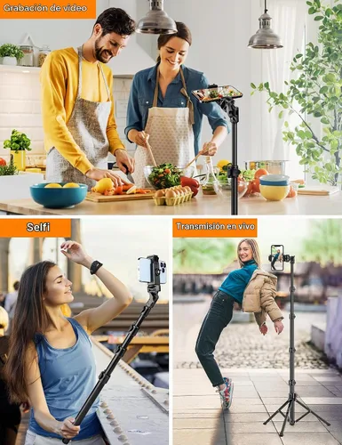Vista 5 de Soporte de trípode para teléfono, trípode flexible de 84 pulgadas de alto para iPhone con cuello de cisne remoto